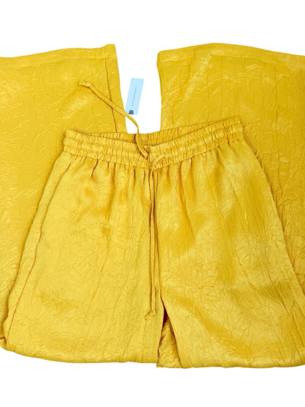 Anthropologie Pants Wide Leg Satin Textured Golden Yellow (S) NWT - Picture 3 of 8